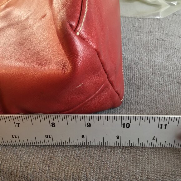 Vintage Red Leather Ralph Lauren Hobo Handbag Purse Shoulder Clutch - Picture 10 of 11